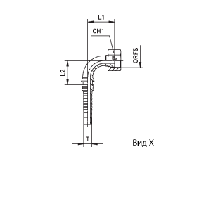 ORFS внутренняя резьба, обжатая/накидная гайка угол 90° ORFS внутренняя резьба, обжатая/накидная гайка угол 90°