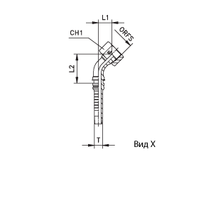 ORFS внутренняя резьба, обжатая/накидная гайка угол 45° ORFS внутренняя резьба, обжатая/накидная гайка угол 45°