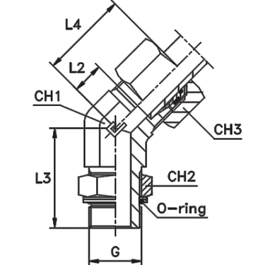 Штуцера ввертные регулируемые FR 24 Угловые 45° BSP, уплотнение тип G в сборе с В4 фото