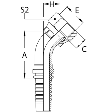 JIC внутренняя резьба обжатая гайка угол 45° Фитинги JIC JIC внутренняя резьба обжатая гайка угол 45° фото